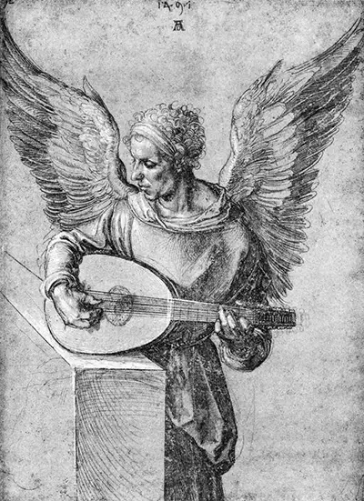 Winged Man Playing Lute Albrecht Durer